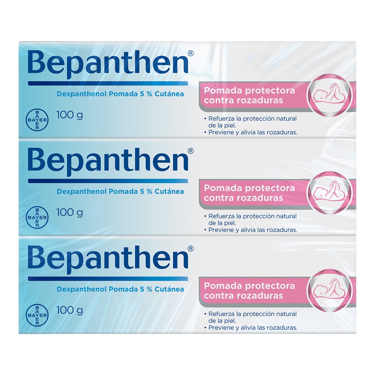 Bepanthen Dexpanthenol Pomada al 5% Cutánea 3 Tubos de 100g c/u
