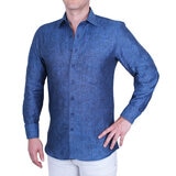 Emporio Colombo, Camisa de Lino para Caballero Corte Regular/Slim en Varias Tallas, Color Azul