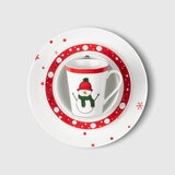 Crown Baccara Vajilla de Porcelana 16 piezas, Muñeco de Nieve