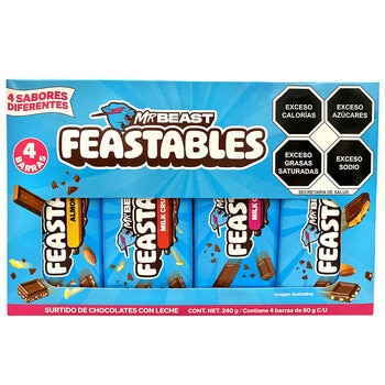 Mr Beast Feastables Surtido De Chocolates Con Leche 4/60g