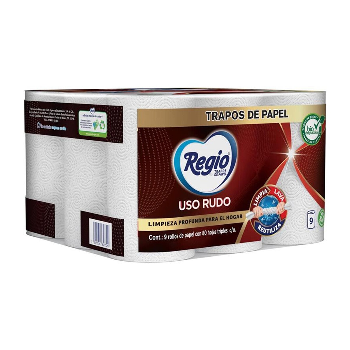 Regio Trapos de Papel Uso Rudo 9 Rollos