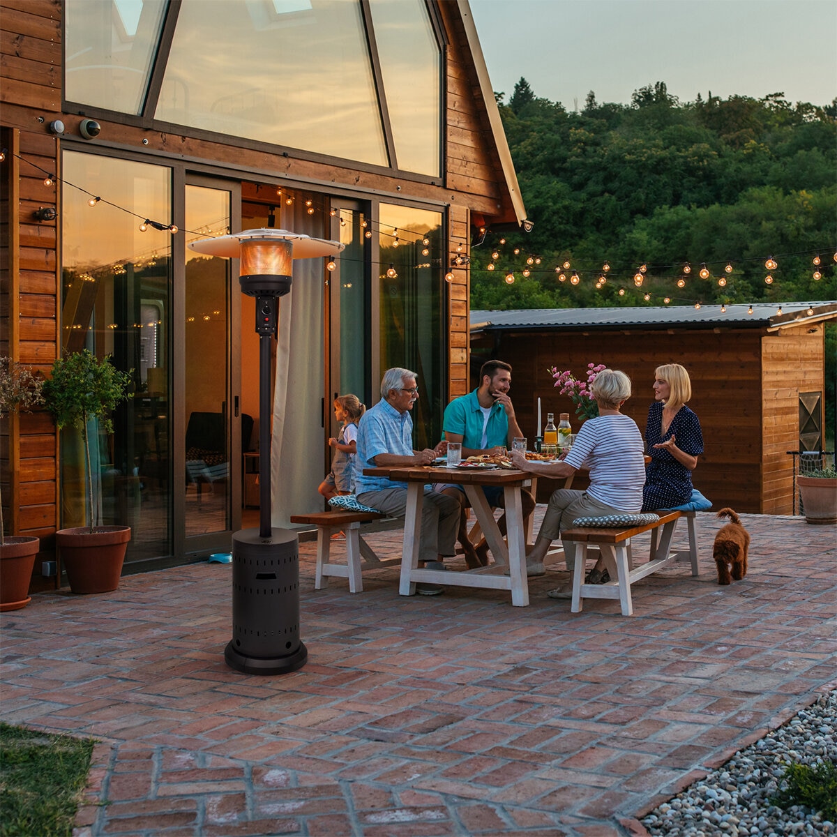 Fire Sense, Calefactor de Gas para exterior color negro