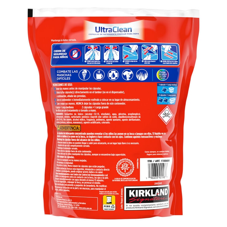 Kirkland Signature Ultra Clean Cápsulas de Detergente Premium para Ropa 152 pzas