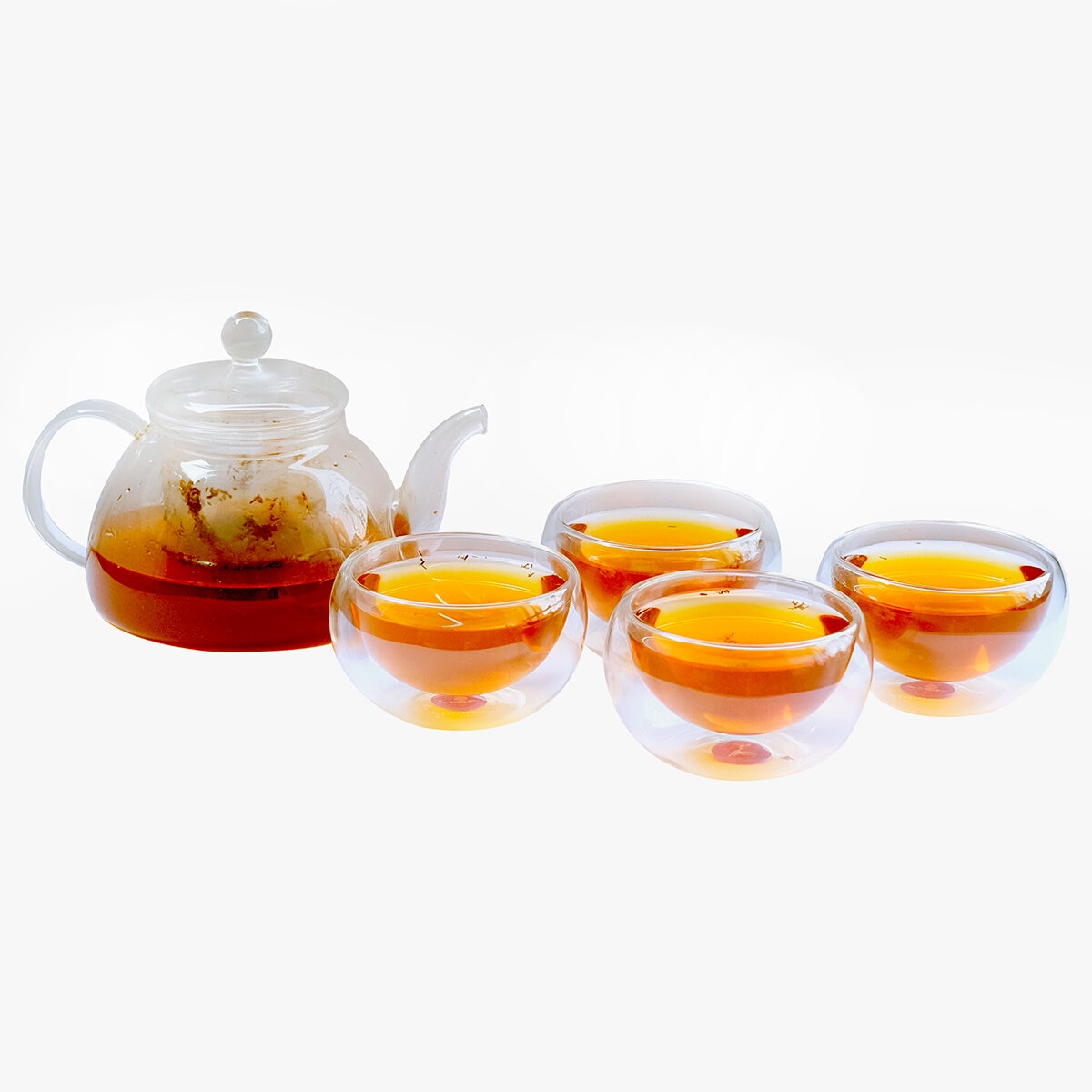 Zoma Tea Colección de Juego de Tetera con 4 tazas de Doble Cristal y un Té 80 g