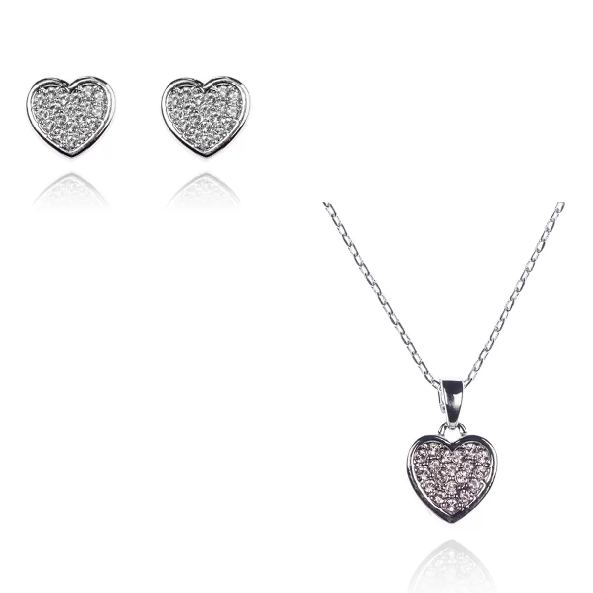 Mayfer, Juego de Aretes y Collar con Dije, en Forma de Corazón, con Cristal Austríaco