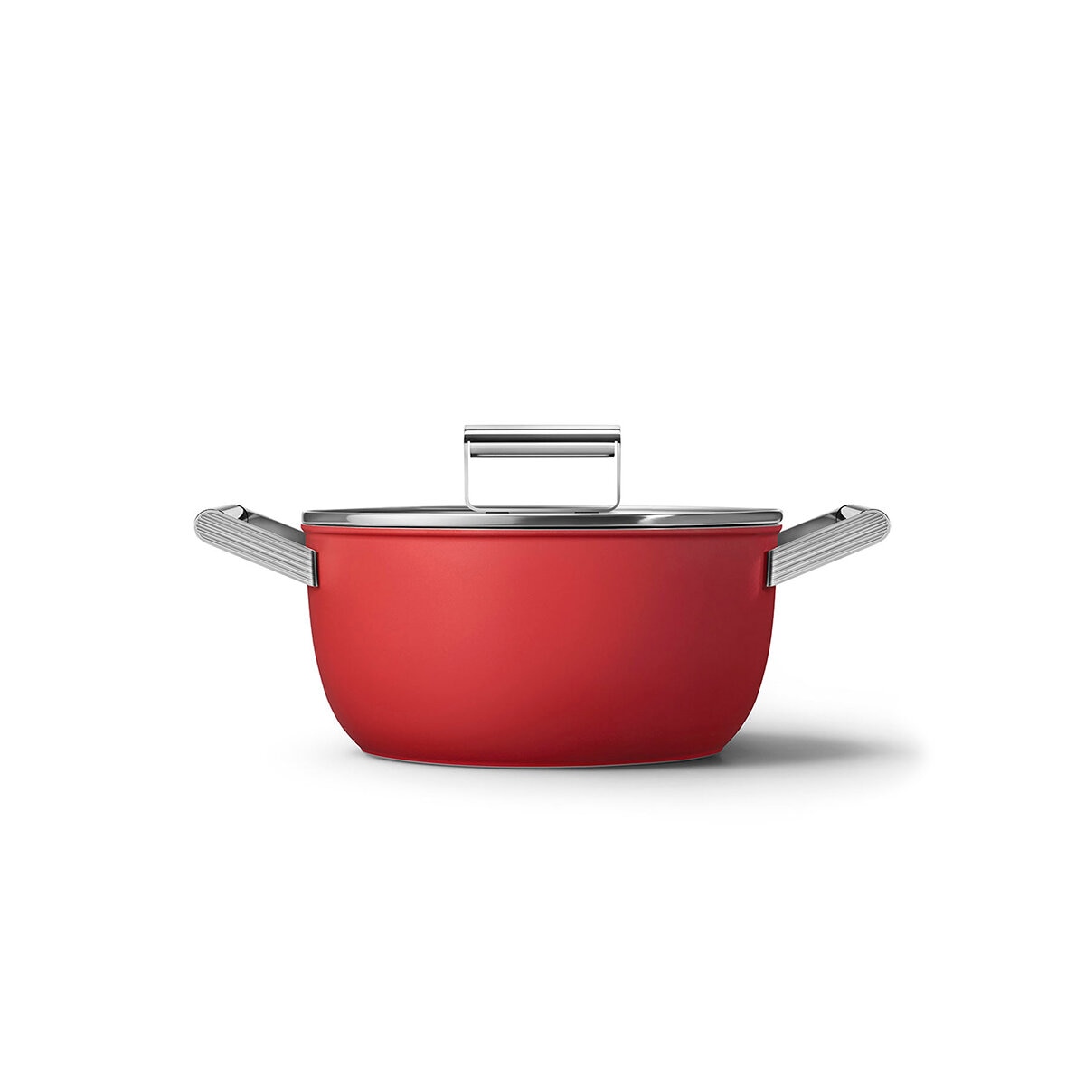 Smeg Olla de 24cm con Tapa de Cristal rojo