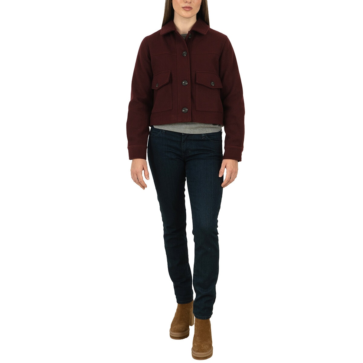 Nine West Abrigo Corto para Dama Vino Extra Grande