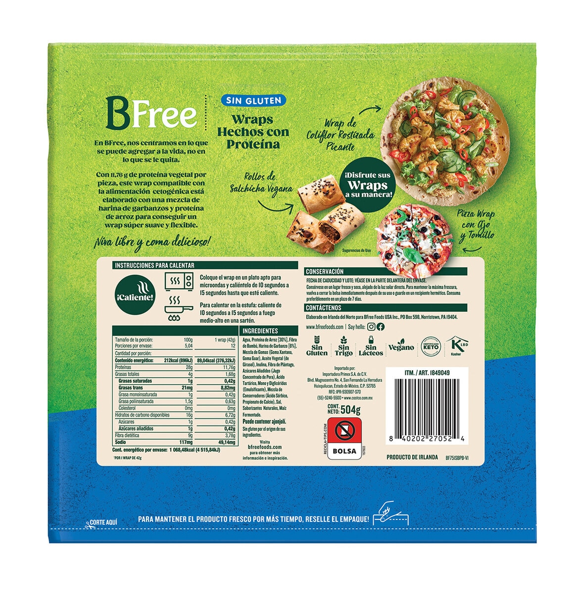 BFree Wraps de Proteína 504 g