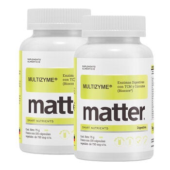 Matter Multizyme Enzimas Digestivas con TCM y Cúrcuma (Biocore) 2 Frascos de 100 Cápsulas c/u