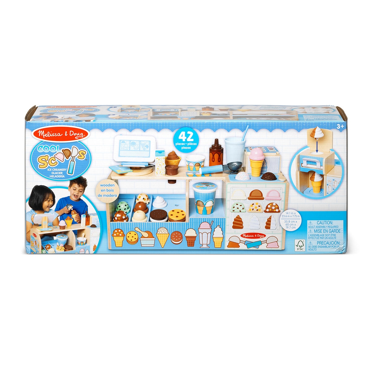 Melissa & Doug, Cool Scoops Heladería, Juego de 42 piezas.