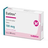 Eutirox 100 mcg.  50 Tabletas