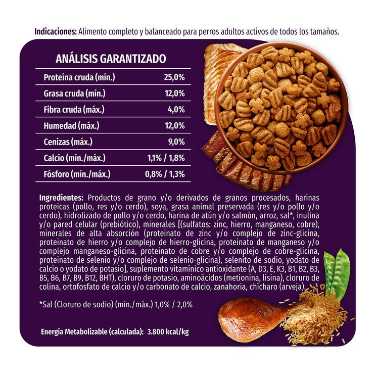 Dog Chow Alimento Para Perro Adulto Triple Proteína 18 kg