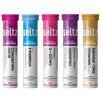 Seltz Ácido Hialurónico, Vitamina E, Calcio + D, Colágeno, Magnesio 5 Tubos