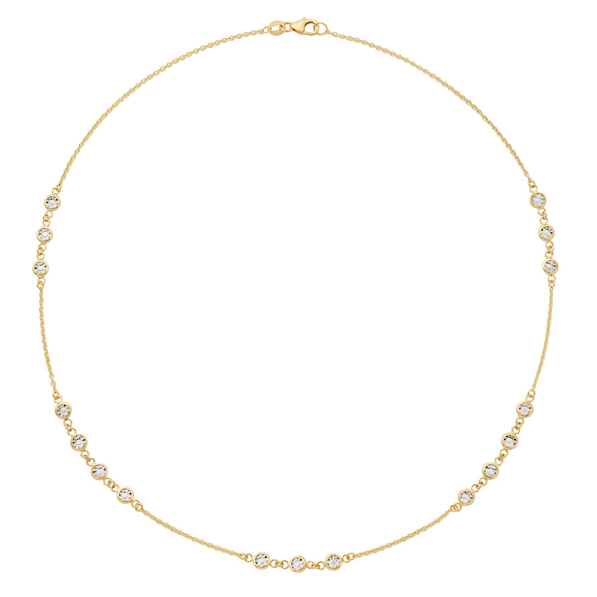 Collar de Estaciones Redondas, Oro Dos Tonos 14K