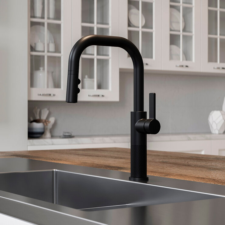 Pfister, Grifo Monomando de Cocina Desplegable Montay, Negro Mate