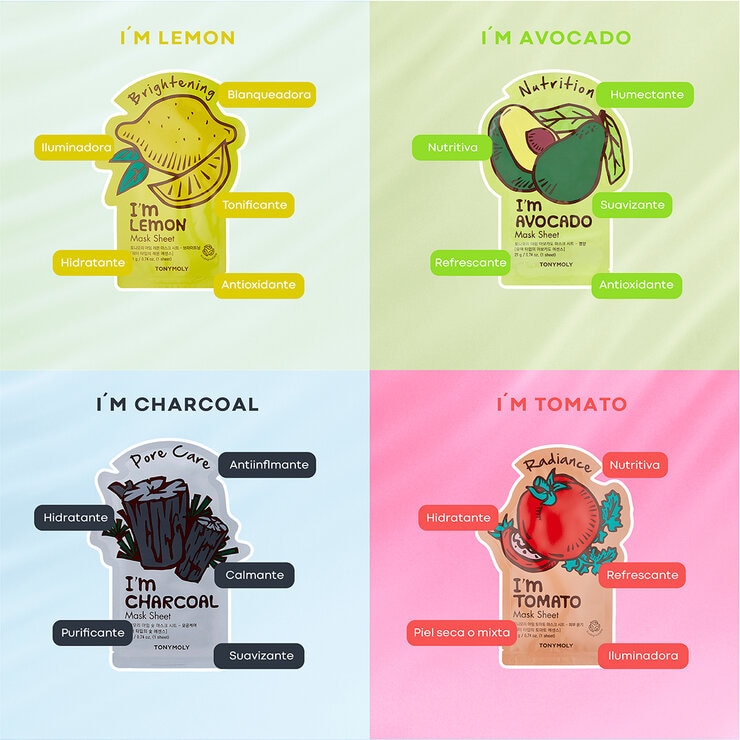 Tony Moly Mascarillas Hidratantes I´m Real, 10 piezas