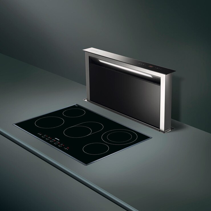 Combo Parrilla Eléctrica 90cm + Campana downdraft 90cm Smeg Costco México