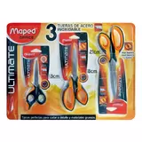 Maped Tijeras de Acero Inoxidable 3 Piezas