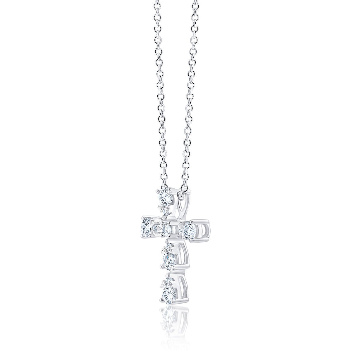Dije de Cruz de Diamantes, 0,45 ct, Oro Blanco 14K