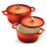 Tramontina 2 Ollas de Hierro Fundido Estilo Horno Holandés, Naranja Tramontina 2 Ollas de Hierro Fundido Estilo Horno Holandés, Naranja