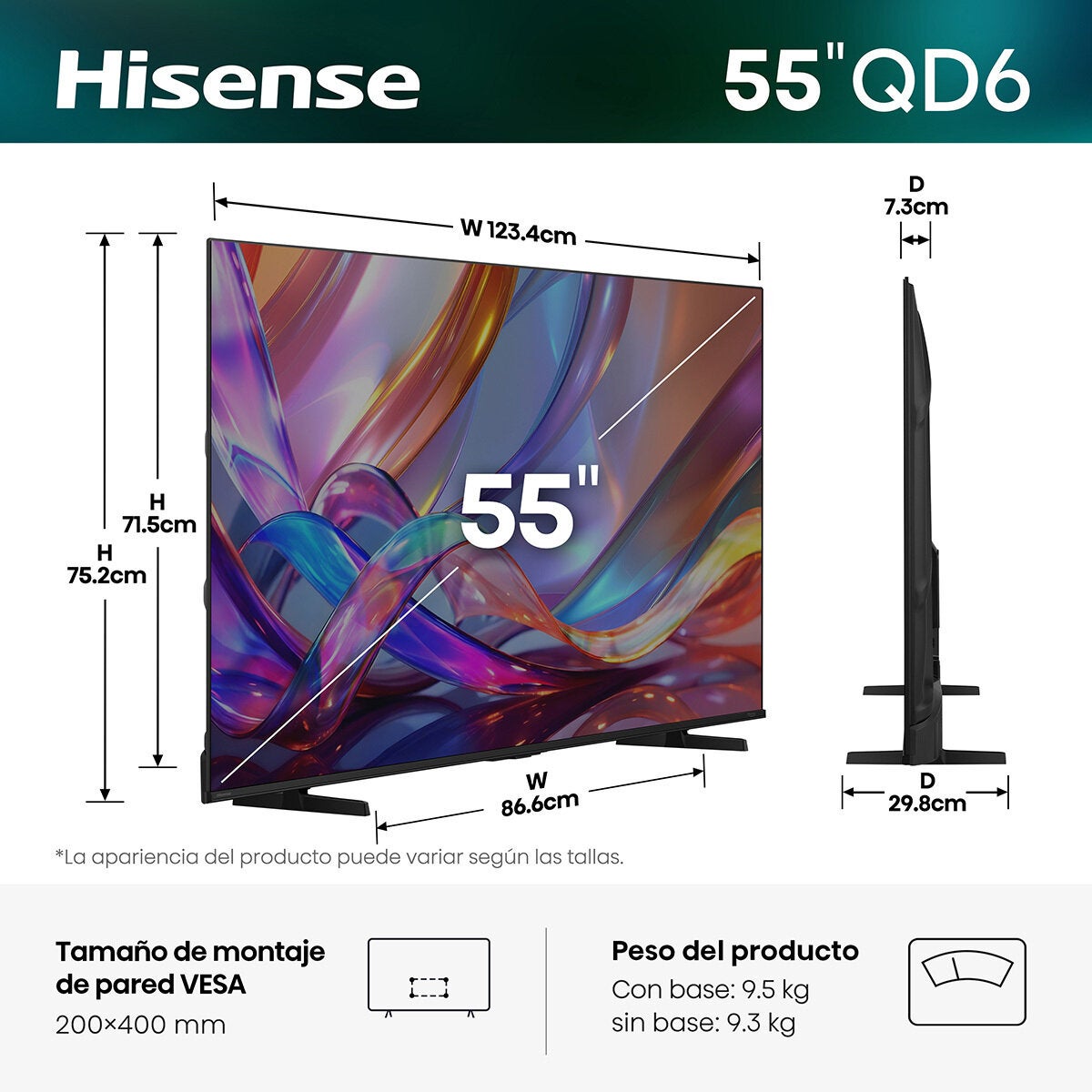 Hisense Pantalla 55" QLED 4K Fire TV 55QD6SFM