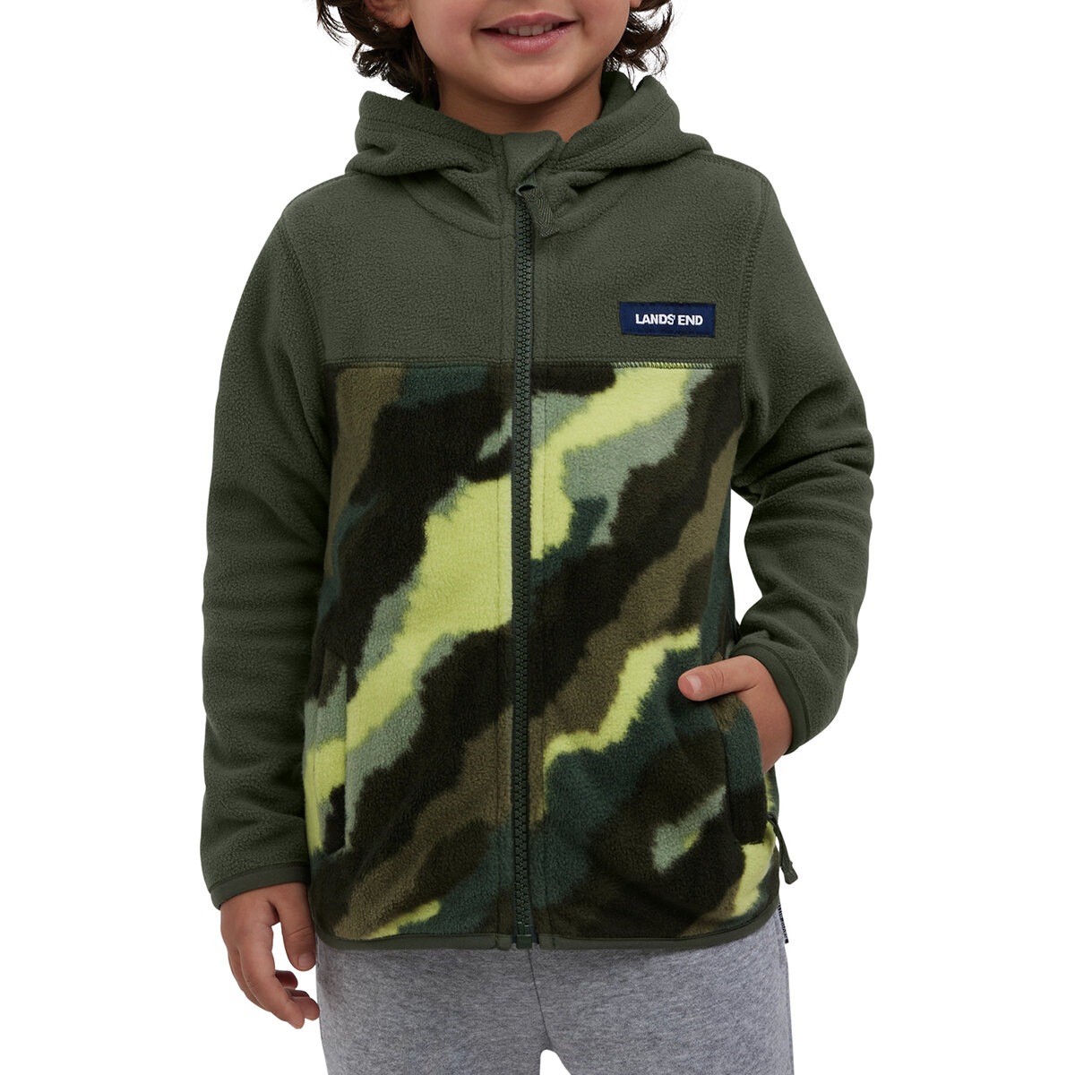 Lands' End Sudadera para Niños y Niñas Verde 5 Años