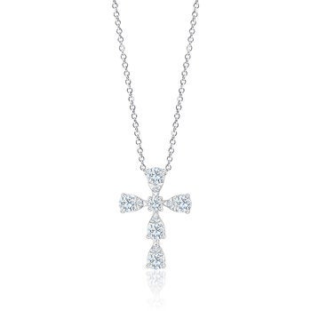 Dije de Cruz de Diamantes, 0,45 ct, Oro Blanco 14K Dije de Cruz de Diamantes, 0,45 ct, Oro Blanco 14K