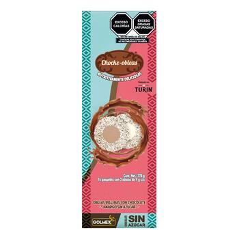 Chocke Obleas Rellenas con Chocolate Turín sin Azúcar 14 pzas de 27 g