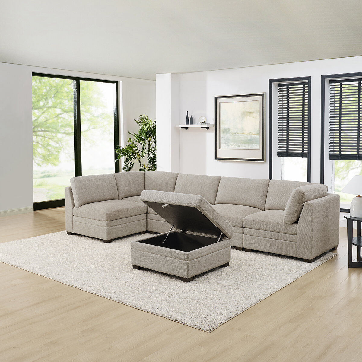 Thomasville, Tisdale, Sofá Modular de Tela de 6 Piezas con Almacenamiento