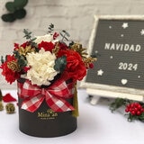 Bouquet Navidad, Caja Negra Listón de Cuadros Bouquet Navidad, Caja Negra Listón de Cuadros