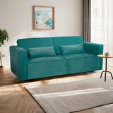 Violanti, Sofá Cama De 3 Plazas Con Brazos, Color Turquesa