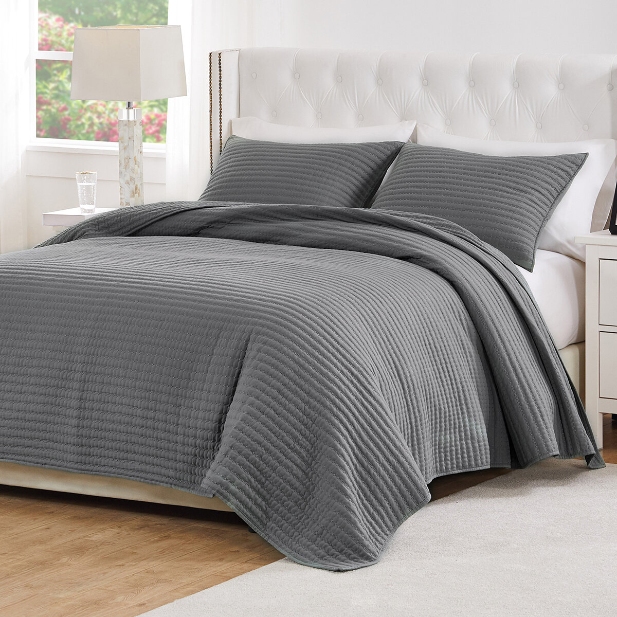 Greenland Home Fashions Juego de Cama Tamaño King 3 piezas Gris