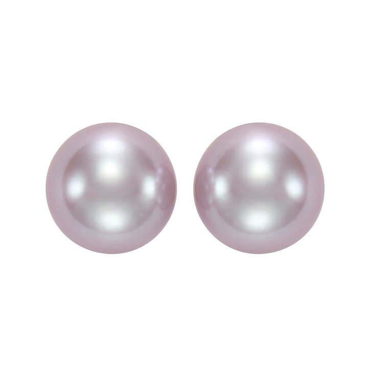 Aretes de Perlas Rosas Cultivadas Agua Dulce, 8-8.5mm, Oro Amarillo de 14K