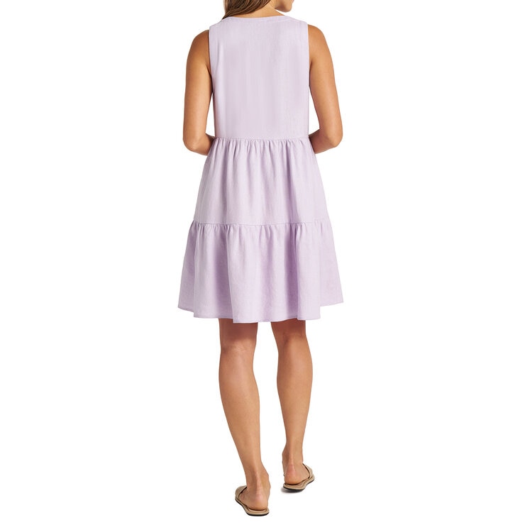 Matty M Vestido Tipo Lino para Dama Morado Chica