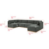 Henredon, Murphy, Sofá Seccional Modular de Tela de 6 piezas con Otomano