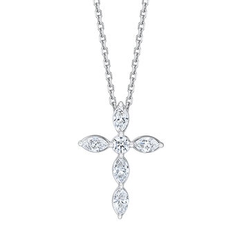 Dije de Cruz de Diamantes, 0.85ctw, Oro Blanco de 14K