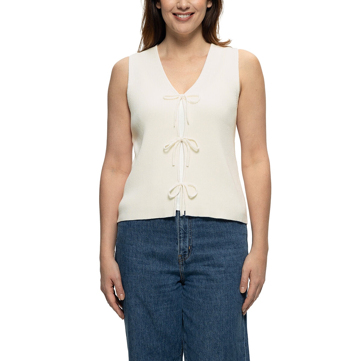 Hilary Radley Chaleco de Punto para Dama Blanco Chica