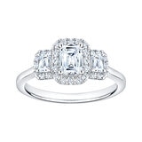 Anillo, Esmeralda, 1.17ctw Diamantes, Platino