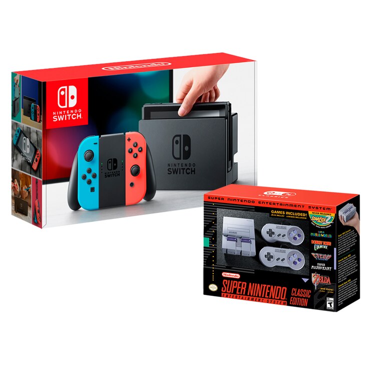 Nintendo Switch Neon consola + SNES classic edition Costco México