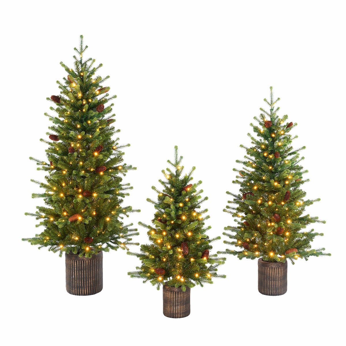 Árboles en Maceta con Luces LED, Juego de 3 Pzas. Árboles en Maceta con Luces LED, Juego de 3 Pzas.