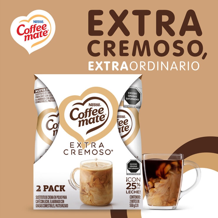 Coffee Mate Extra Cremoso Sustituto de Crema en polvo 2 pzas de 550 g