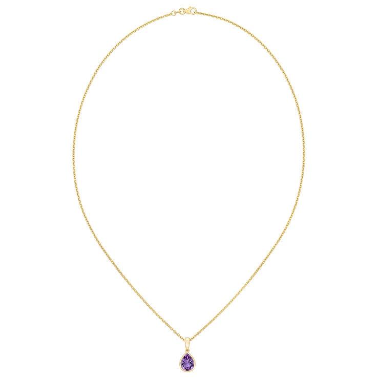 Collar de Gota, Amatista Morada, Oro 14k