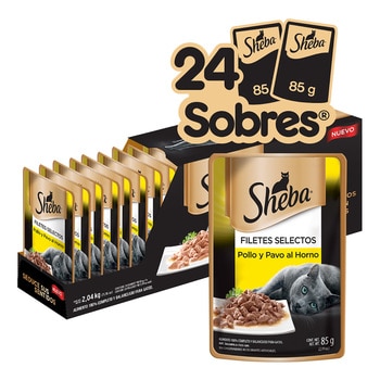 Sheba Alimento Húmedo para Gato Sabor Pavo y Pollo 24 pzas de 85 g