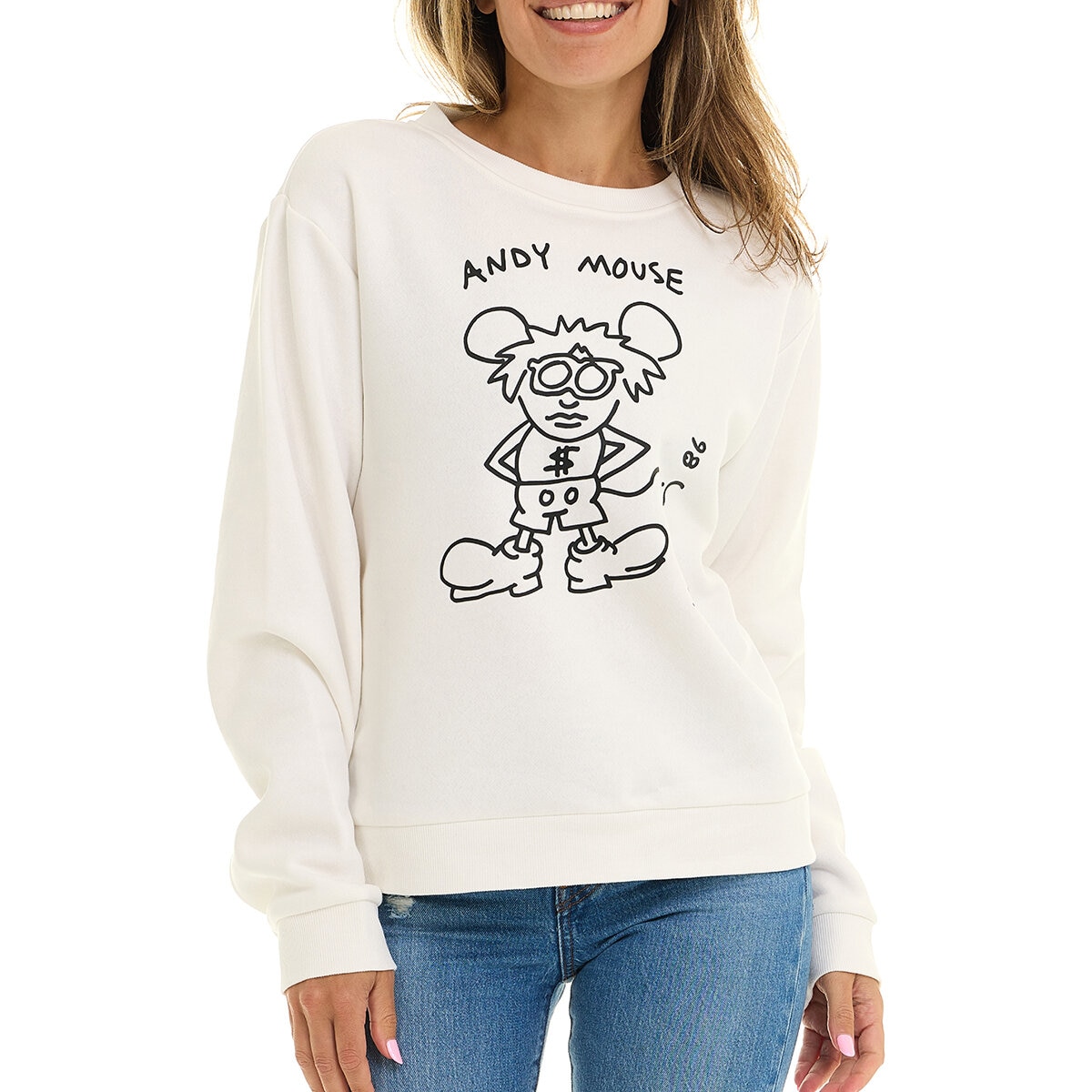 Keith Haring Sudadera para Dama Blanco EE Grande Keith Haring Sudadera para Dama Blanco EE Grande