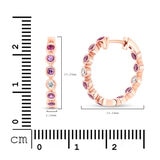 Aretes de Zafiro Rosa y Diamantes 0.08ctw, Oro Rosa de 14K