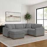 Henredon, Seccional de 3 Piezas con Otomano y Base de madera Henredon, Seccional de 3 Piezas con Otomano y Base de madera