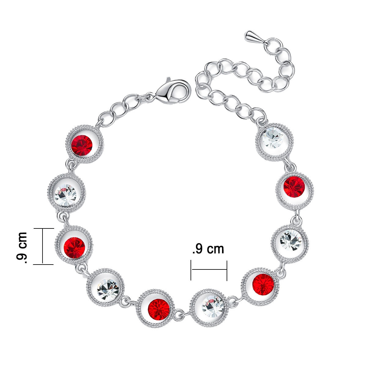 Mayfer, Pulsera con Cristal Austríaco, Rojo y Blanco