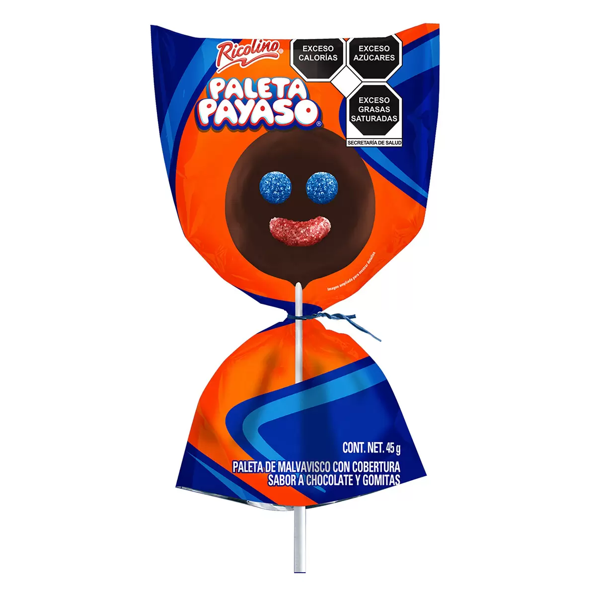 Ricolino Paleta Payaso de Malvavisco Cubierto con Chocolate y Gomitas 24 pzas