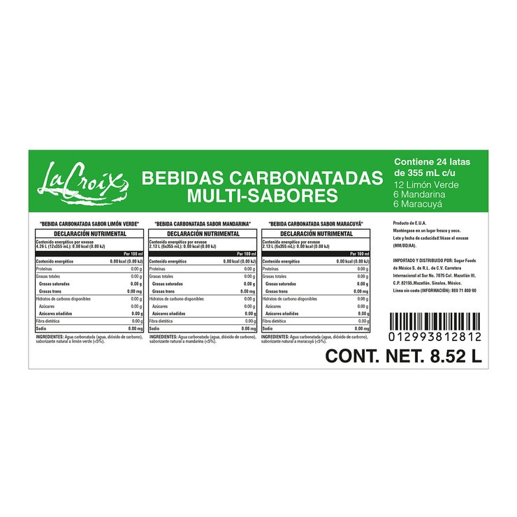 LaCroix Bebida Carbonatada 24 pzas de 355 ml LaCroix Bebida Carbonatada 24 pzas de 355 ml
