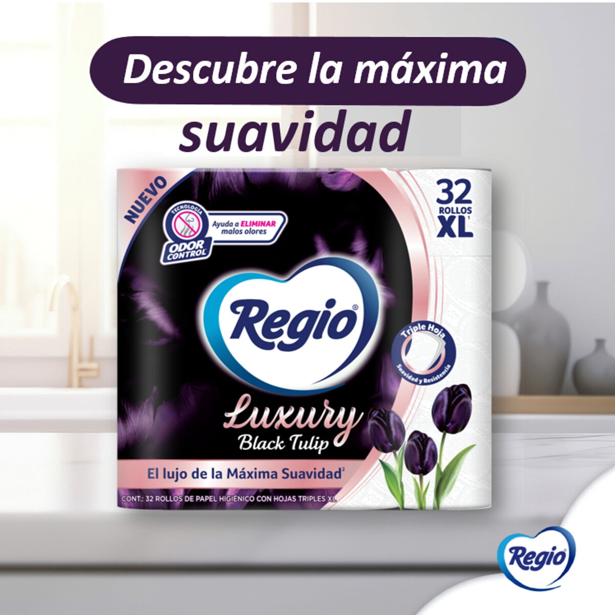 Regio Luxury Black Tulip Papel Higiénico 32 Rollos